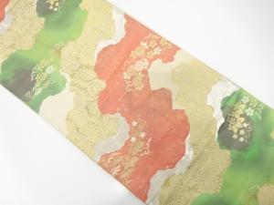 アンティーク　道長取りに桐・菊模様織り出し袋帯（材料）